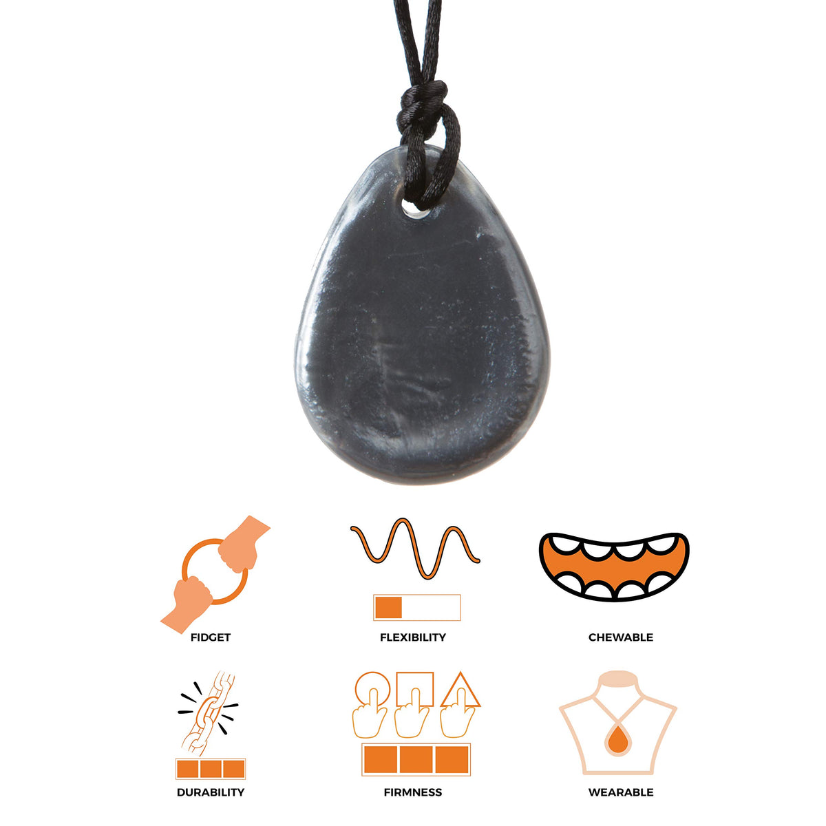 Chewigem Raindrop Pendant - Mr Grey detail